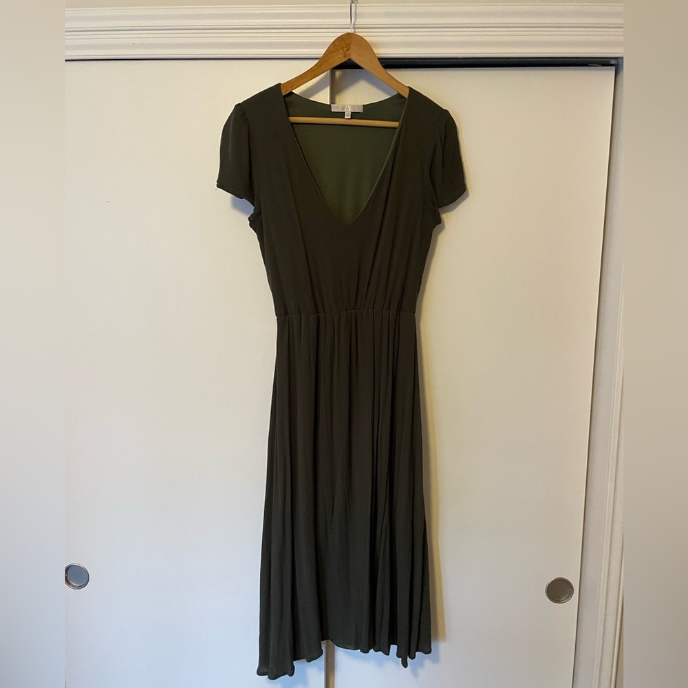Green V-Neck Dress